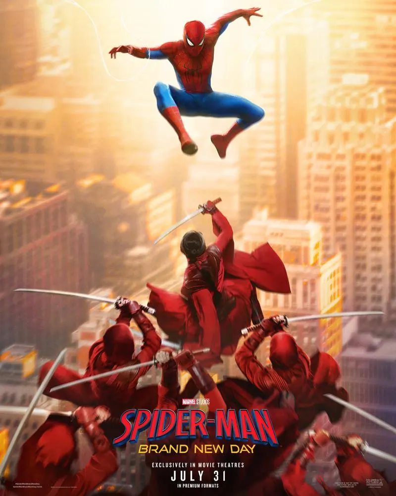 The Hand's red-clad ninjas attacking Spider-Man at sunset